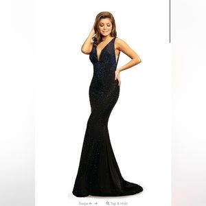 Johnathan Kayne size 8 black with blue rhinestone formal